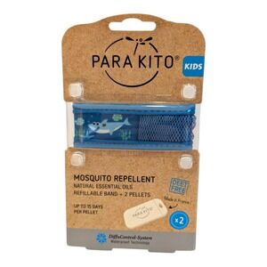 Para Kito Kids Mosquito Repellent Band Shark EXP 09/26 Blue Refillable